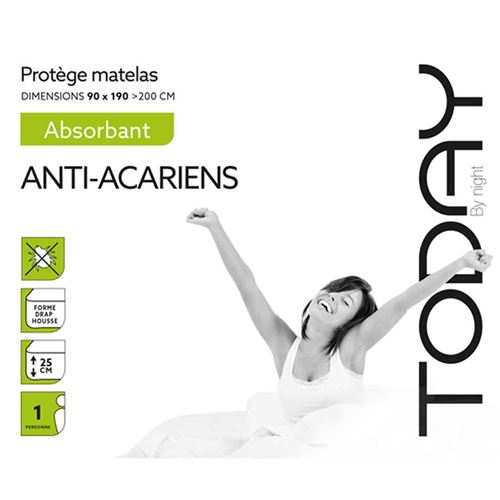 Today protege matelas / alese absorbant anti-acariens 90x190/200cm - 100% coton
