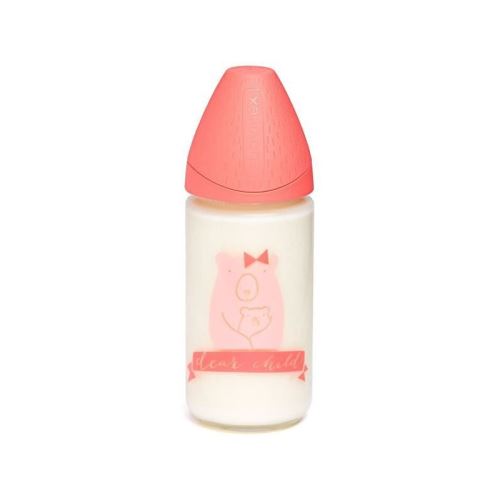SUAVINEX Biberon verre 240ml ours - rose