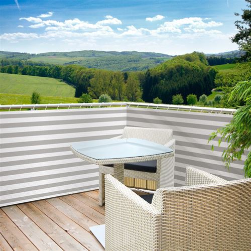 Brise vue pour balcon en polyéthylène haute densité 85% occultant 5m x hauteur 0,9m SYLT gris