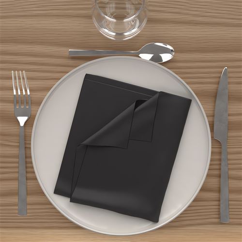 Lot de 3 serviettes de table 40 x 40 cm - ALIX - Polyester - Noir