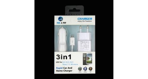 Pack Chargeur Pour Samsung Galaxy A5 2016 Smartphone Android Micro Usb (cable Chargeur + Prise Secteur + Double Allume Cigare) U (blanc)