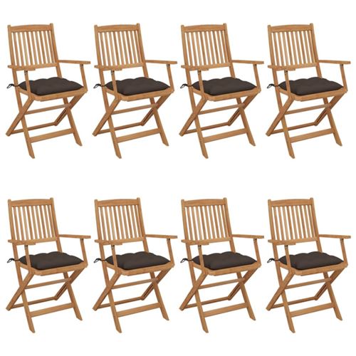 Non Communiqué Chaises Pliables De Jardin Lot De 8 Avec Coussins Bois D Acacia