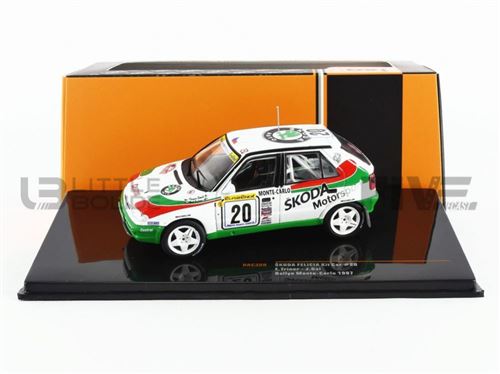 Voiture Miniature de Collection IXO 1-43 - SKODA Felicia Kit Car - Monte Carlo 1997 - White / Green / Red - RAC389
