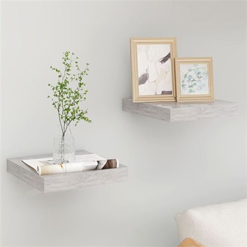 vidaXL Étagères murales flottantes 2 pcs gris béton 23x23,5x3,8 cm MDF