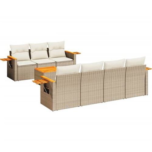 Non Communiqué Beige Salon De Jardin Modulable Vidaxl Rotin 8 Pieces 7 Personnes