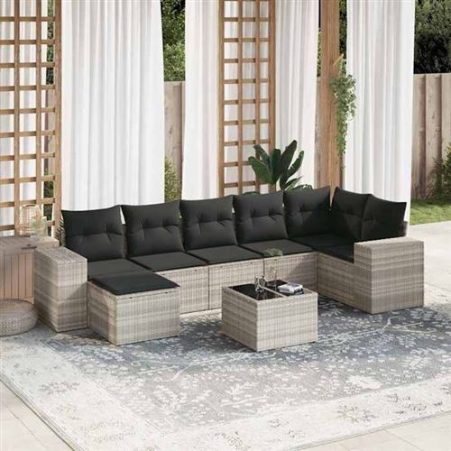 vidaXL - Salon de Jardin - Ensemble 8 pièces - Gris - Image 2