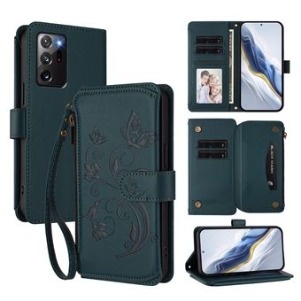 Étui FOXDOCK à rabat pour Samsung Galaxy Note 20 Ultra , coque portefeuille antichoc avec fermeture éclair, porte-cartes et support intégré, compatible avec Samsung Galaxy Note 20 Ultra-Vert foncé - 1