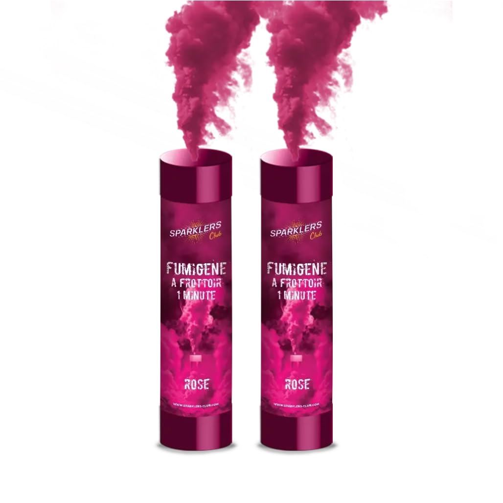 SPARKLERS CLUB Fumigène à Main 1 Minute Couleur - Lot De 2 - Allumage Frottoir - Fumigène Artifice F1