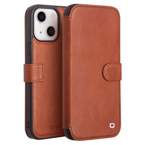 Etui en cuir véritable marron pour votre iPhone 13 mini 5.4 pouces