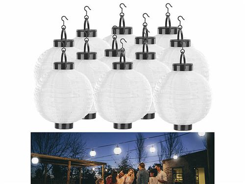 Lunartec : 12 lampions solaires Ø 20 cm avec LED blanc chaud