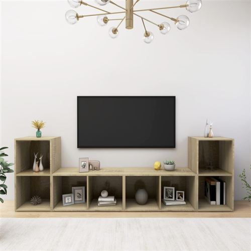 vidaXL Meubles TV 4 pcs Chêne sonoma 72x35x36,5 cm Aggloméré