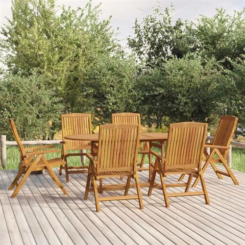 Non Communiqué Marron Vidaxl Ensemble À Manger De Jardin 7 Pcs Bois De Teck Solide, Ensemble De Salle À Manger, Table Et Chaises De Jardin, 3154919