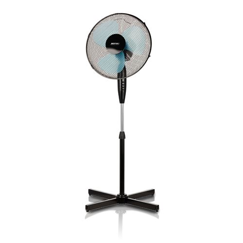Ventilateur à pied oscillant, 42 cm, réglable en hauteur, 3 vitesses, MPM, MWP-17, 50W, Noir