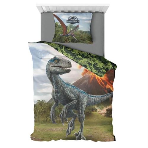 Jurassic World - Parure de lit enfant Dinosaure - Housse de couette 140x200 cm Taie 63x63 cm