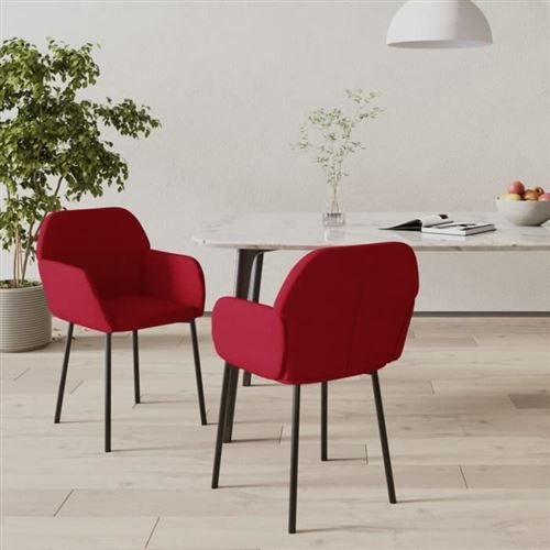 VIDAXL - Chaise - Lot de 2 - 76 cm - Rouge - Image 3