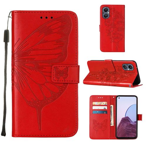 MPFRANCE Housse pour OnePlus Nord 20 5G Rouge [Papillon V3]