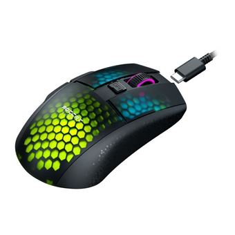 ROCCAT Burst Pro Air - Souris - ergonomique - optique - 6 boutons - sans fil - 2.4 GHz, Bluetooth 5.2 - récepteur sans fil USB - noir