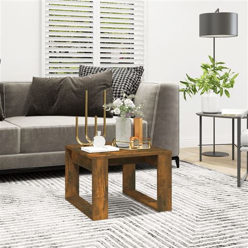Non Communiqué Marron Vidaxl Bijzettafel 50X50x35 Cm Bewerkt Hout Gerookt Eikenkleurig825825