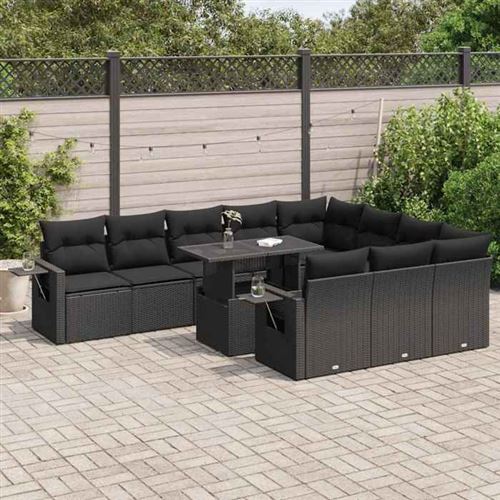 Vidaxl Noir Salon De Jardin 11 Pcs - Image 2
