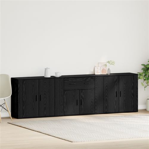 Vidaxl Noir Buffet Chêne 240 X 33 X 70 Cm Bois D'ingénierie - Image 2
