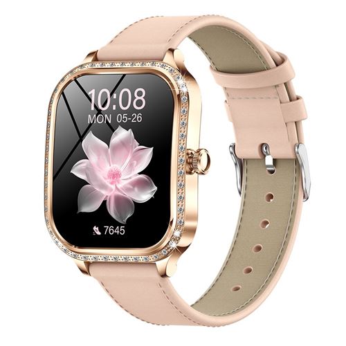 Montre connect&eacute;e femme 1,75"" - Surveillance sant&eacute; - Bluetooth 5.2 - Dor&eacute; 02