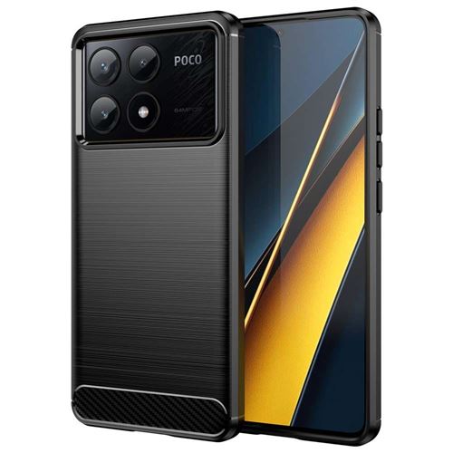 Coque pour Xiaomi Redmi K70E 5G / Poco X6 Pro 5G - housse etui silicone gel carbone + verre trempe - NOIR - htdmobiles