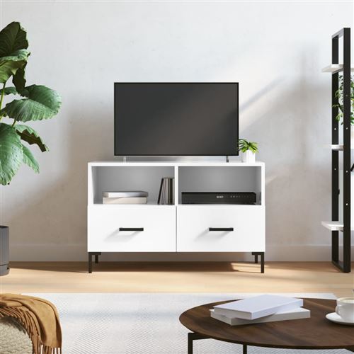 vidaXL - Meuble TV - Blanc - 80x36x50 cm - Image 2