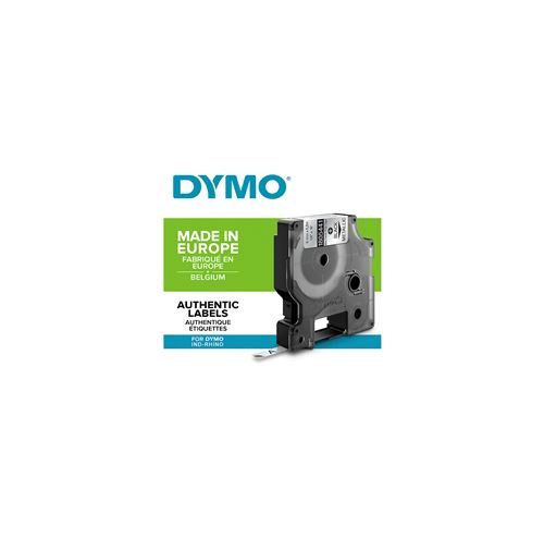 DYMO Rhino - Étiquettes Industrielles Autocollantes en Polyester, 6mm x 5.5m, Noir sur Métallique