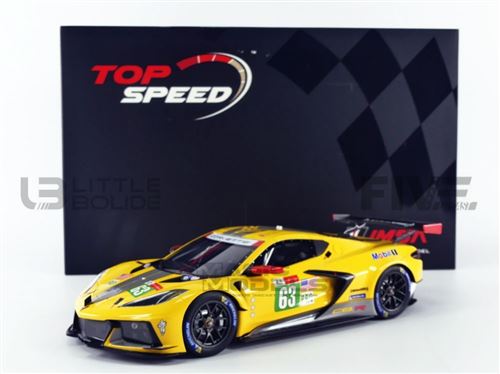 Voiture Miniature de Collection TOP SPEED 1-18 - CHEVROLET Corvette C8.R - Le Mans 2021 - Yellow / Grey - TS0380