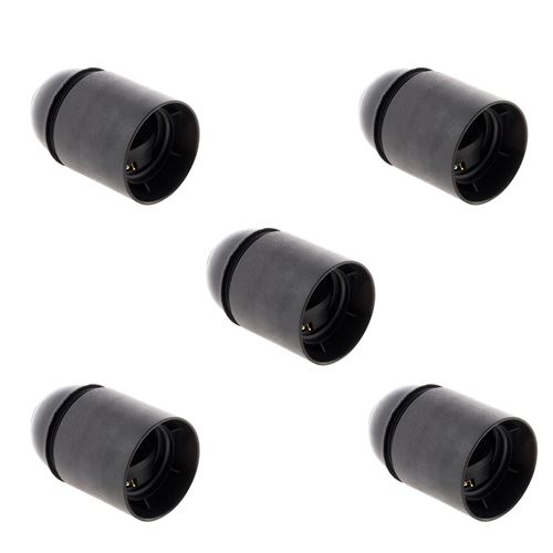 Zenitech - Lot de 5 douilles lisses sans bague E27 - Noir