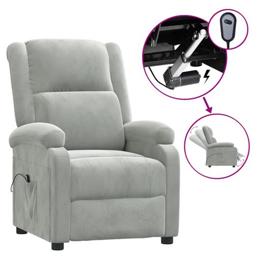 Non Communiqué Gris Clair Vidaxl Fauteuil Inclinable Électrique Velours
