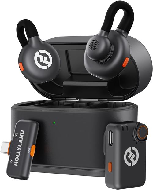 Hollyland Lark M2S Micro Cravate Sans Fil Pour Caméra, iPhone, Android, 300 M Portée, Clip En Titane, Enc, 30H Durée, Micro Lavalier Pour Livestreaming Vlog (2Tx+2Rx)