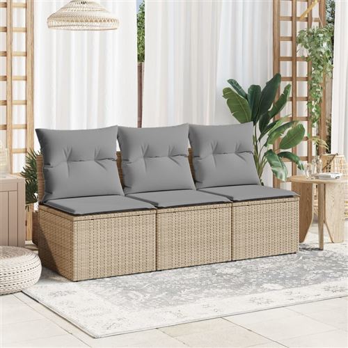 VIDAXL - Canapé de jardin 3 places - Beige - Image 2