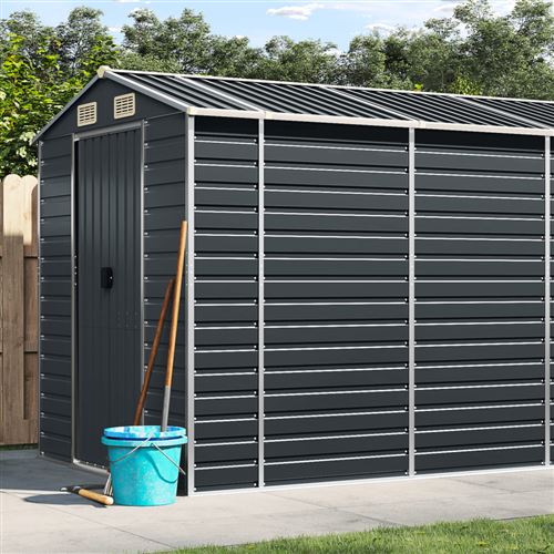 Abri de jardin anthracite vidaXL 191x555x198 cm acier galvanisé