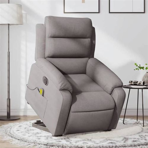 Non Communiqué Gris Vidaxl Fauteuil De Relaxation, Massage, Inclinable Électrique Réglable Tissu Taupe