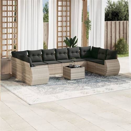 Non Communiqué Gris Vidaxl Salon De Jardin Avec Coussins 12 Pcs, Canapés De Terrasse, Ensemble De Meubles D'extérieur Patio, Moderne, Beige 3218418