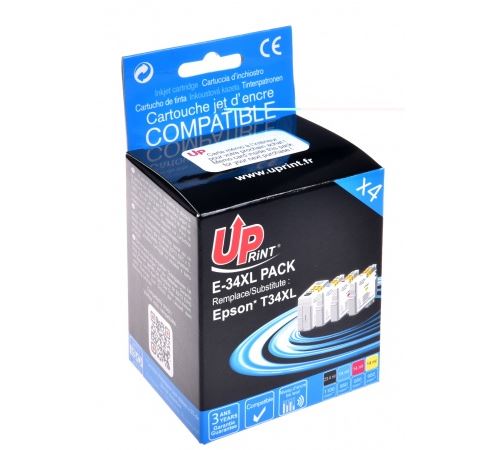 Non Communiqué Pack Uprint E-34Xl - De 4 - Noir, Jaune, Cyan, Magenta - Compatible - Cartouche D'encre (Alternative Pour : Epson T3476) - Pour Epson Workforce Pro Wf-3720, Wf-3720Dwf, Wf-3725Dwf