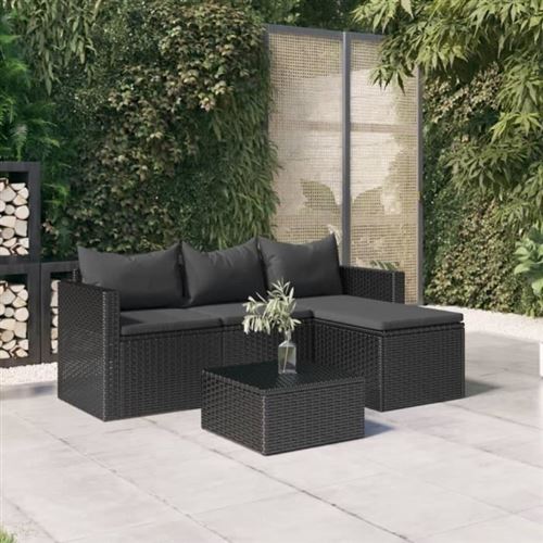 Non Communiqué Noir Salon De Jardin Modulable Vidaxl Resine Tressee 2 Pieces 48.0 X 48 X 24 Cm 4 Personnes