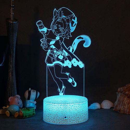 Lampe 3D Tactile Veilleuses Enfant MJ2048 Genshin Impact a 16 Couleurs avec Telecommande