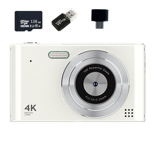 Appareil Photo Num&eacute;rique VURAHOME C15 1080P Zoom 16X &Eacute;cran 2,4"" 128Go Blanc