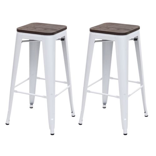 Mendler Blanc Lot De 2 Tabourets De Bar - Image 2