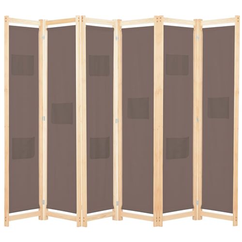 vidaXL Cloison de séparation 6 panneaux Marron 240 x 170 x 4 cm Tissu