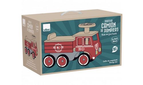 Porteur camion de pompier Vilac Rouge