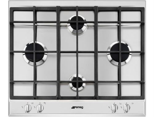Smeg Selezione P260Xgh - Table De Cuisson Au Gaz - 4 Plaques De Cuisson - Niche - Largeur : 55.5 Cm - Profondeur : 47.8 Cm - Acier Inoxydable