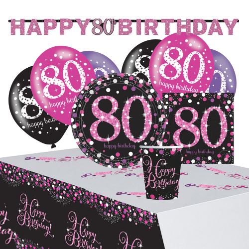 Amscan paquet de fête pour le 80e anniversaire des dames rose/noir 41 pièces