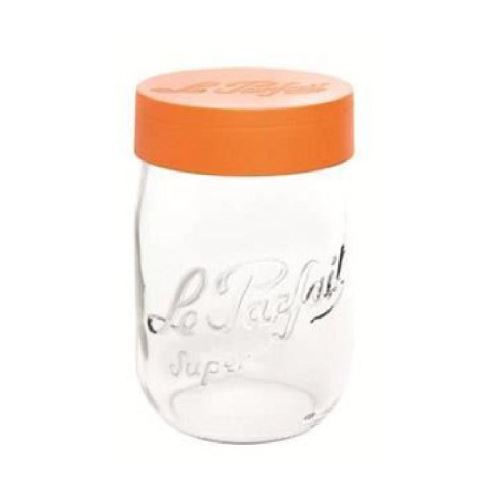 LE PARFAIT 6585017 Bocal a vis en verre - 3L - Bouchon orange - Transparent