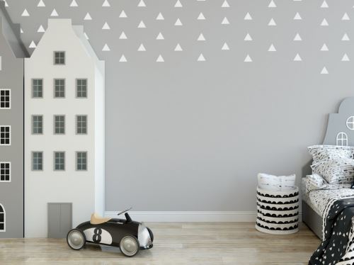 HOMEMANIA Sticker Triangle - Triangles - pour enfants - pour mur - Blanc en Vinyle, 24 x 0,15 x 29 cm