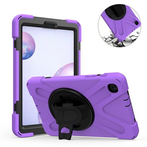 Coque en TPU + Silicone avec béquille pivotante à 360° et dragonne violet pour votre Samsung Galaxy Tab A 8.4 T307 (2020)
