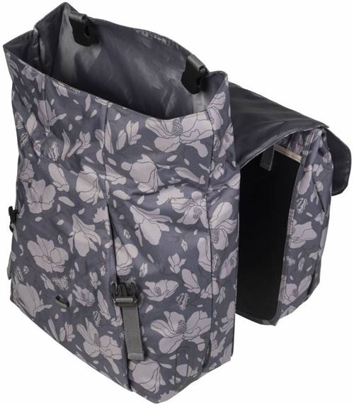 Sacoche arriere velo double basil impermeable magnolia 35l blackberry fixation sangles sur porte bagage (43x28x30cm)