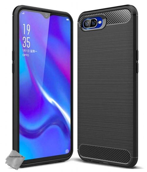 Housse etui coque silicone gel carbone pour Oppo RX17 Neo avec film ecran - NOIR